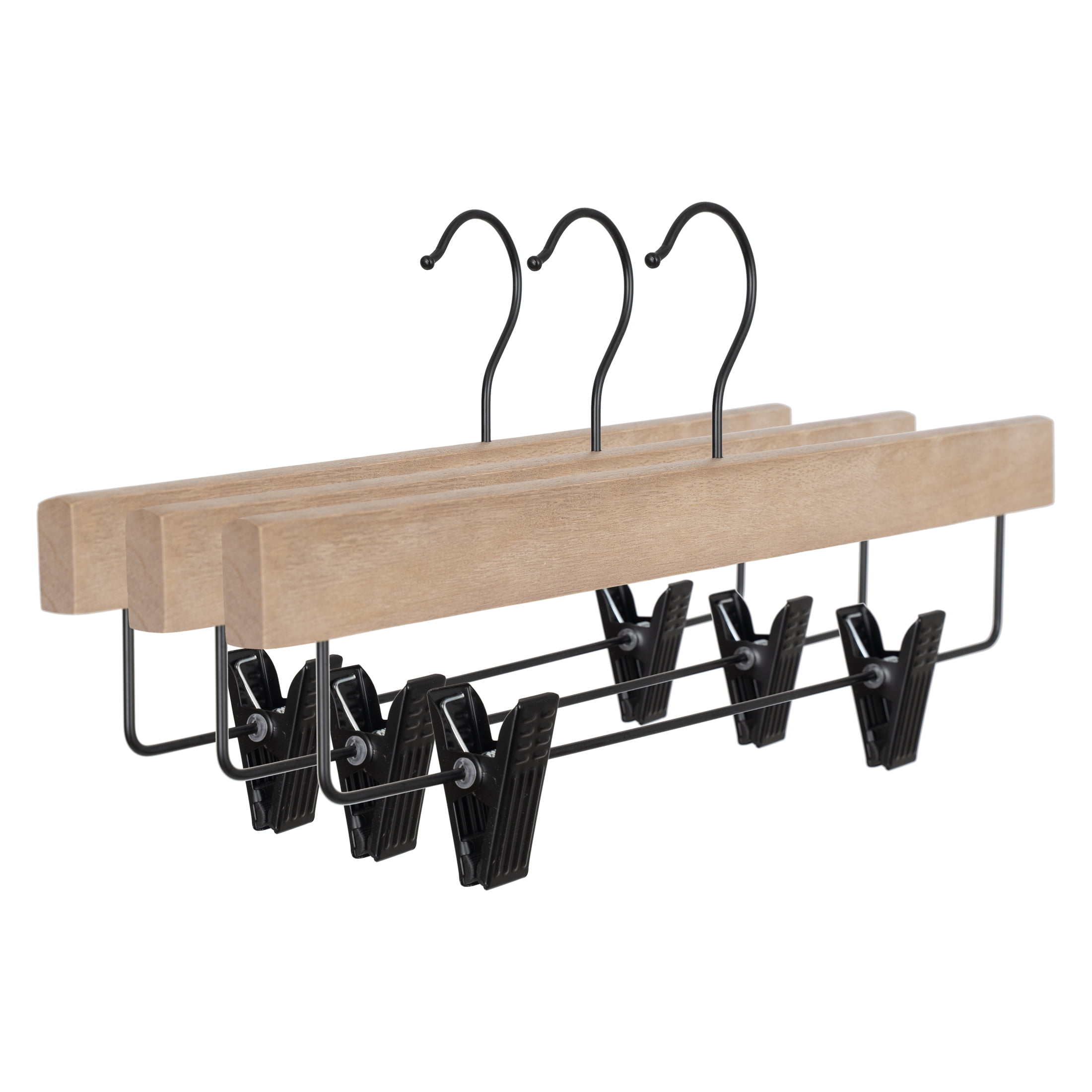 (5 pack) Better Homes & Gardens 3-Pack Wood Pant Hangers, Natural Wood