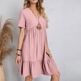 thumbnail image 5 of Womens Summer Dress Short Sleeve V Neck Midi Dresses Fashion Casual Fit Flowy Tiered Boho Beach Vacation Sundress, 5 of 8