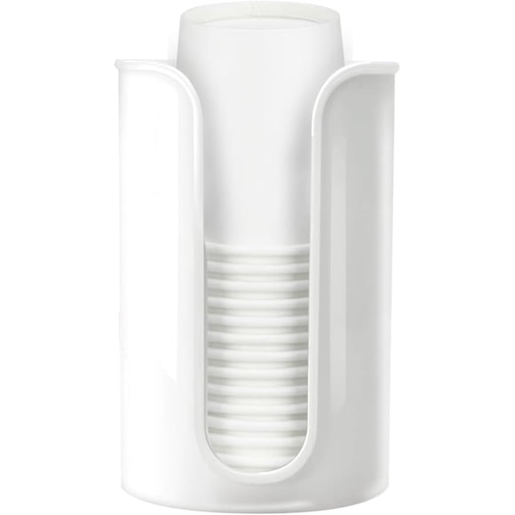 Bathroom Disposable Paper Cup Dispenser, Clear Mouthwash Cup Holder for Bathroom Vanity Countertops, Makeup Table, Suit for 3 oz.& 5 oz. Cups (White)