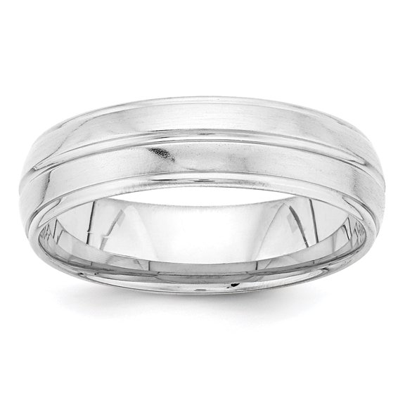 14k White Gold 6mm Heavyweight Comfort Fit Brushed/Polished Center Line Wedding Band Size 7.5 WB117H