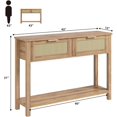 thumbnail image 2 of Rattan Console Table for Entryway,Boho Sofa Table for Living Room, Console Table with 2 Drawers, Wood Entryway Table with Storage, 2 of 7