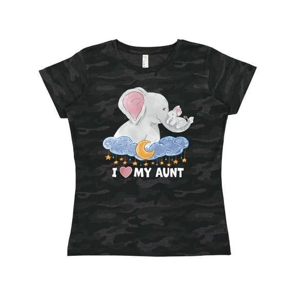 Inktastic I Love My Aunt Cute Elephants with Moon and Stars Women's T-Shirt