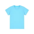 thumbnail image 3 of Lejafay Kids Boys Solid Color Short Sleeve Crewneck T-shirt Summer Casual Outdoor Sport Wear Tee Tops Sky Blue 140, 3 of 6