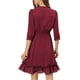 thumbnail image 3 of INSPIRE CHIC Vestido A-Line de Chifón con Volantes en Capa y Mangas 3/4, Talla XL, Burdeos, 3 of 8