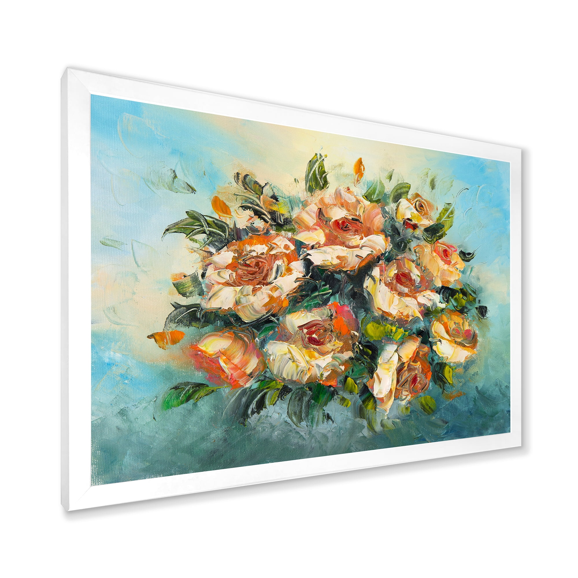 Designart 'Ancient Flowers Bouquet Of Dark Pink Flowers' Traditional Framed Art Print