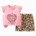 thumbnail image 2 of Toddler Baby Girl Summer Clothes Set Cute Cartoon Letter Printed Flying Sleeve Top Floral Shorts 3M 6M 12M 18M 24M 1T 2T 3T 4T 5T 6T Baby Girls Summer Outfit Two Piece Set, 2 of 5