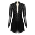 thumbnail image 5 of iiniim Womens Shiny Rhinestones Long Sleeve Figure Skating Dress Mock Neck Dance Performance Black M, 5 of 7