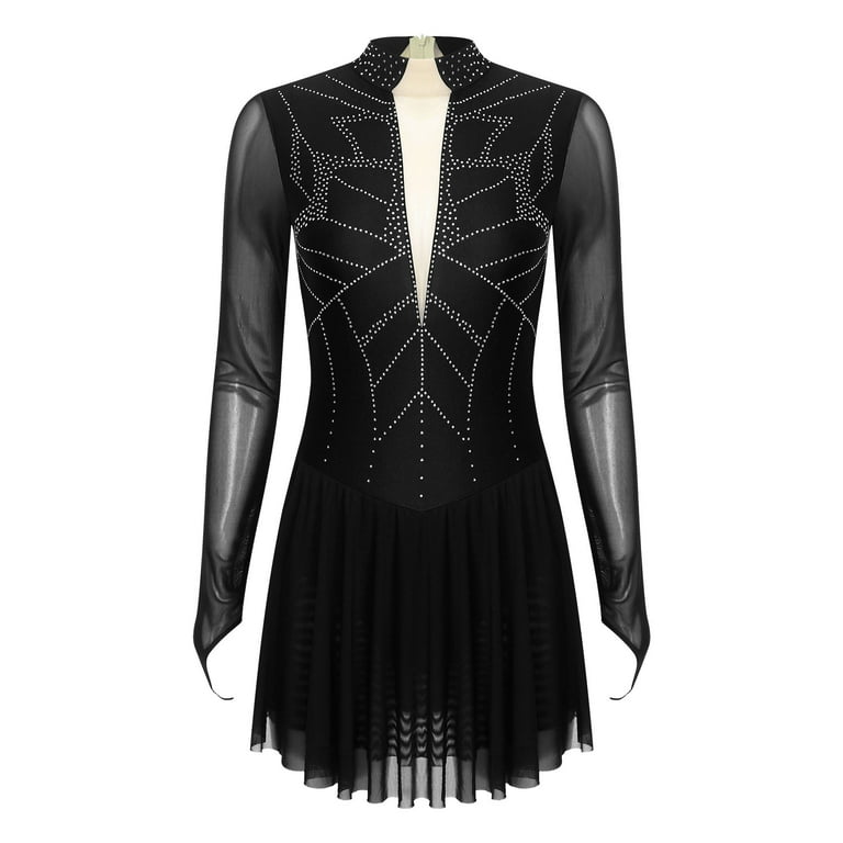 Kaerm Women's Figure Skating Dress Shiny Roller Ice Skating Dance Dress Skirted Leotard Black XXL - Walmart.com Kaerm Women's Figure Skating Dress Shiny Roller Ice Skating Dance Dress Skirted Leotard Black XXL - Walmart.com
