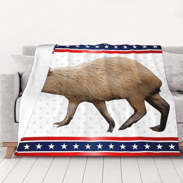 Manta suave y divertida de 152 x 127 cm con diseño de capibara, roedores, animales, para sofá, cama, silla, sala de estar y camping.