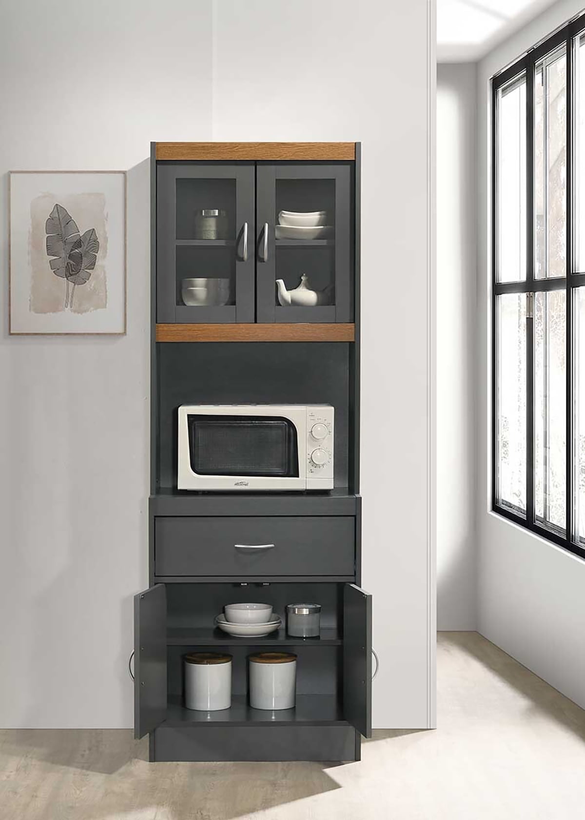 Hodedah キッチンアイランド チョコレート/グレー(トップ) 35O1 Hodedah キッチンアイランド チョコレート/グレー(トップ) 35O1