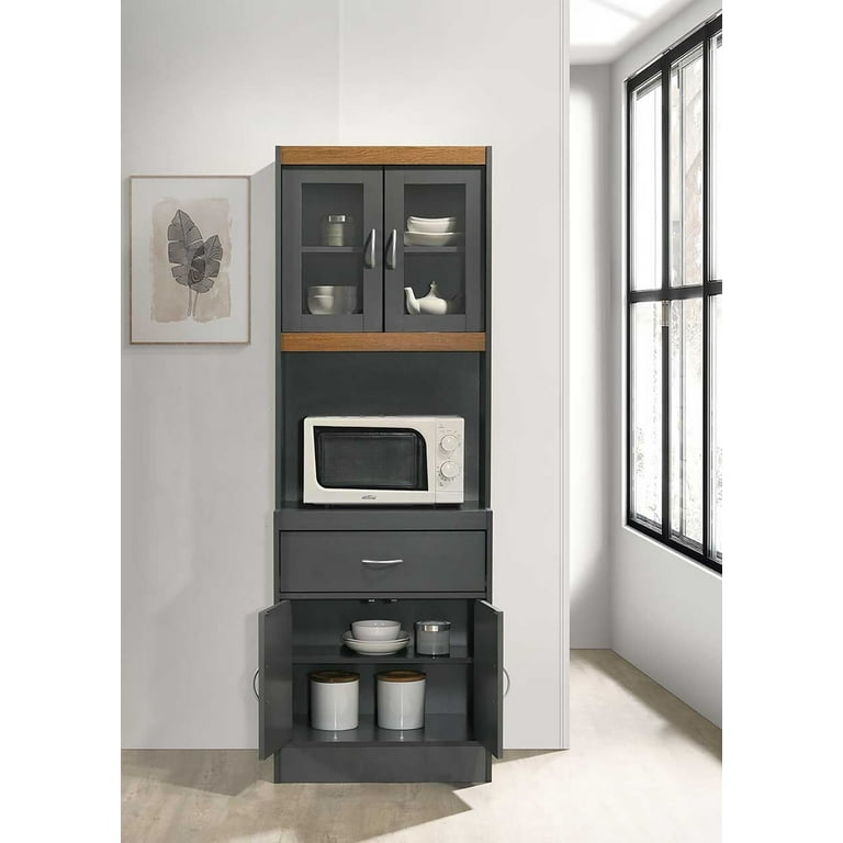 Hodedah Kitchen Cabinet with 1-Drawer, plus Space for Microwave in