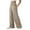 Khaki #49, variant on Womens High Rise Side Striped Yoga Sweatpants with Pockets, Contrast Trim Trendy Wide Leg Loose Pants for Gym Sport Street Gray XL