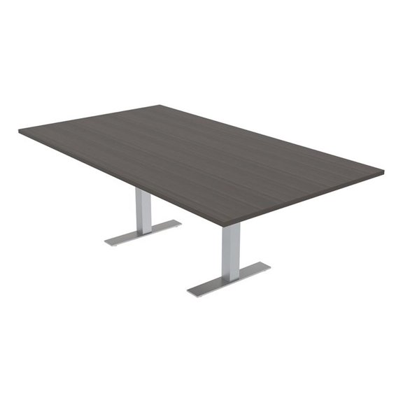 8 Person Rectangular Conference Table T-Legs Harmony Series 7 Foot Black Oak
