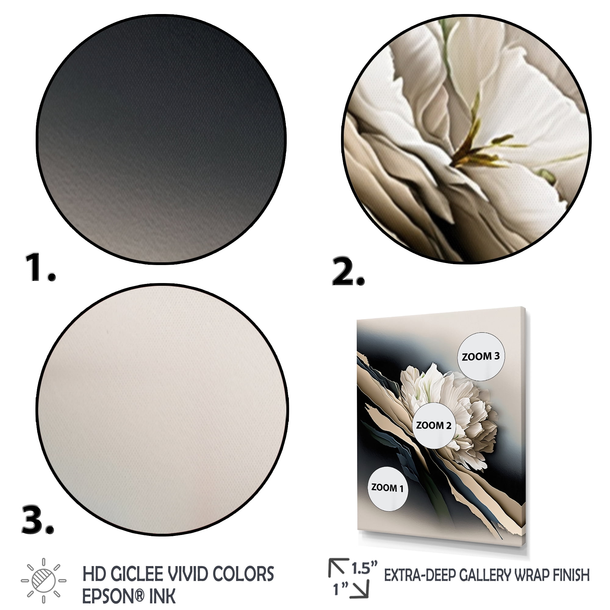 Designart Beige Peony Flowers Hyperrealistic II Canvas Wall Art