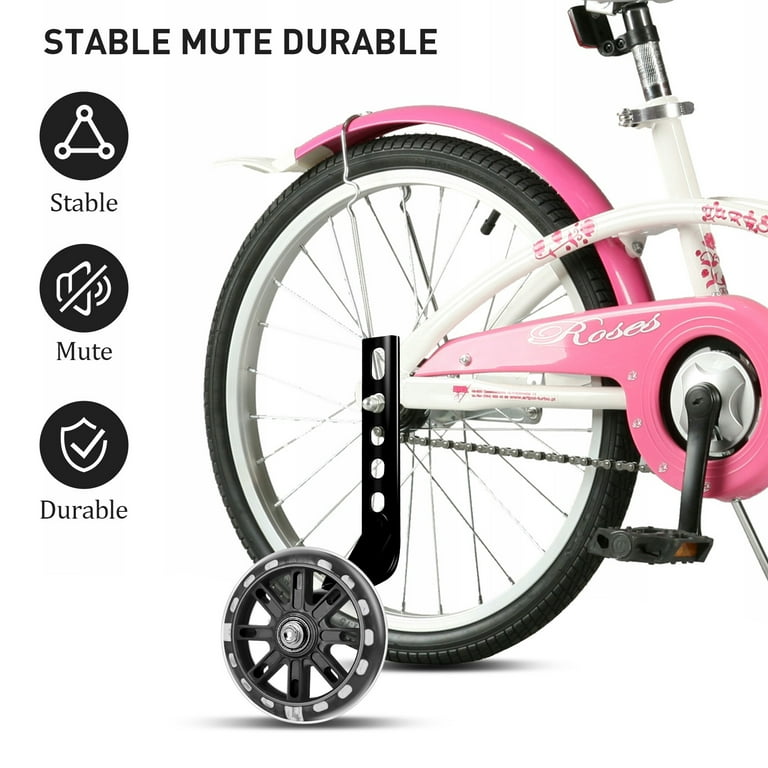 Huryfox 1 Pair Training Wheels for Bike 12 14 16 18 20 inch Kids Bicycle Assist Safety Flash Wheel