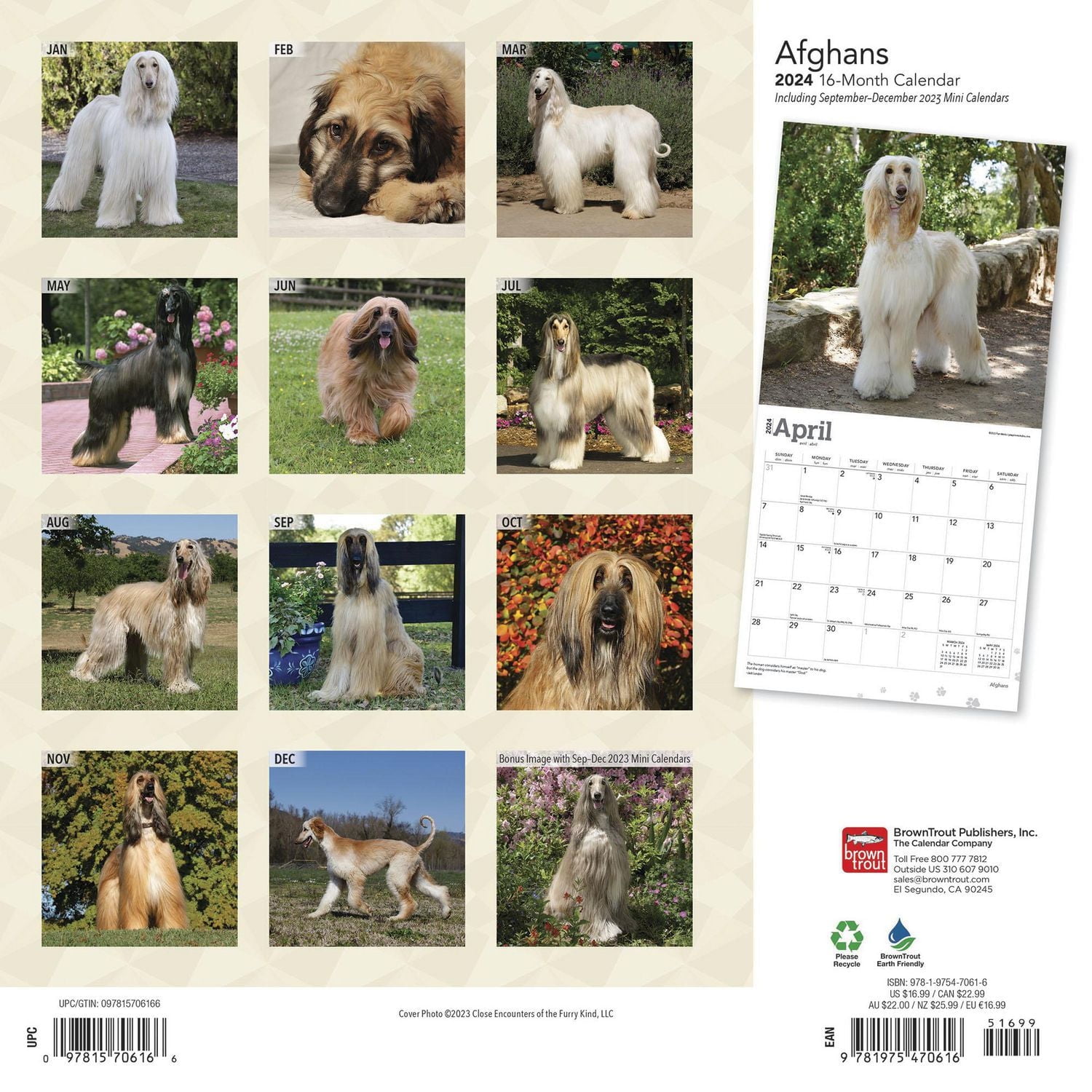BrownTrout Afghans 2024 12x24 Inch Square Wall Calendar, 9781975470616