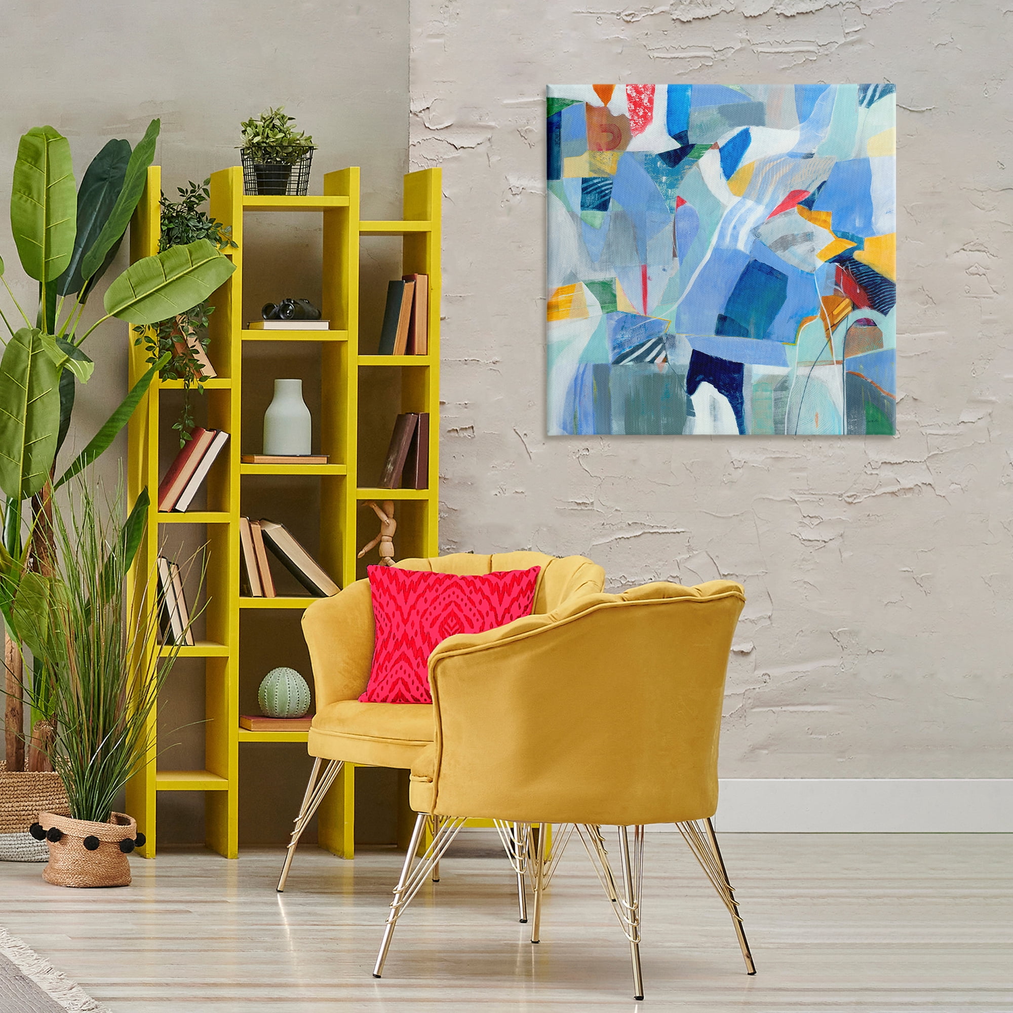 Stupell Industries Chaotic Blue Composition Abstract Painting Wrapped Canvas Art Print Wall Art, 30 x 30