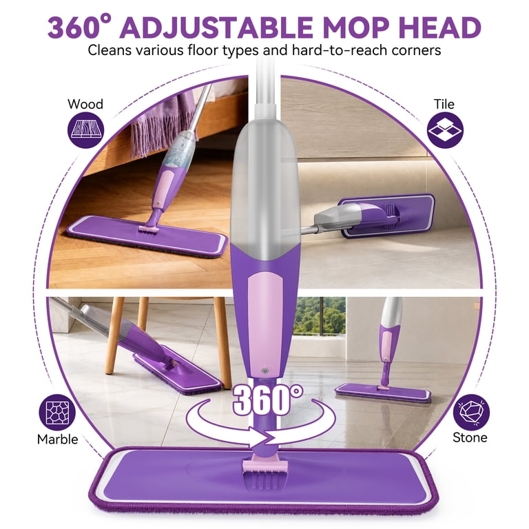 DSOOLO 360° Spray Mop with 3 Microfiber Pads photo 7