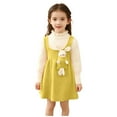 thumbnail image 1 of Vestido de cuello redondo y manga larga para niña, conejito de bolsillo, cuello de encaje, tejido de punto, manga larga, color liso, conjunto clásico, inocencia infantil y placer infantil, top de poli, 1 of 7