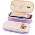 thumbnail image 1 of 1pcs Scalable Canvas Pencil Case Small Pocket Pencil Case Large Capacity Solid Color Pencil Case Girls Boys Pencil Case (Purple), 1 of 5