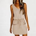 thumbnail image 2 of Kaemgyyd Summer Dresses for Women Casual Sleeveless Drawstring Waist Tank Dresses V Neck Fashion Short Dress with Pockets, 2 of 6