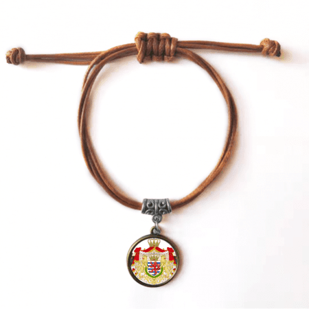 luxembourg national emblem country symbol bracelet leather hide wristband brown jewelry