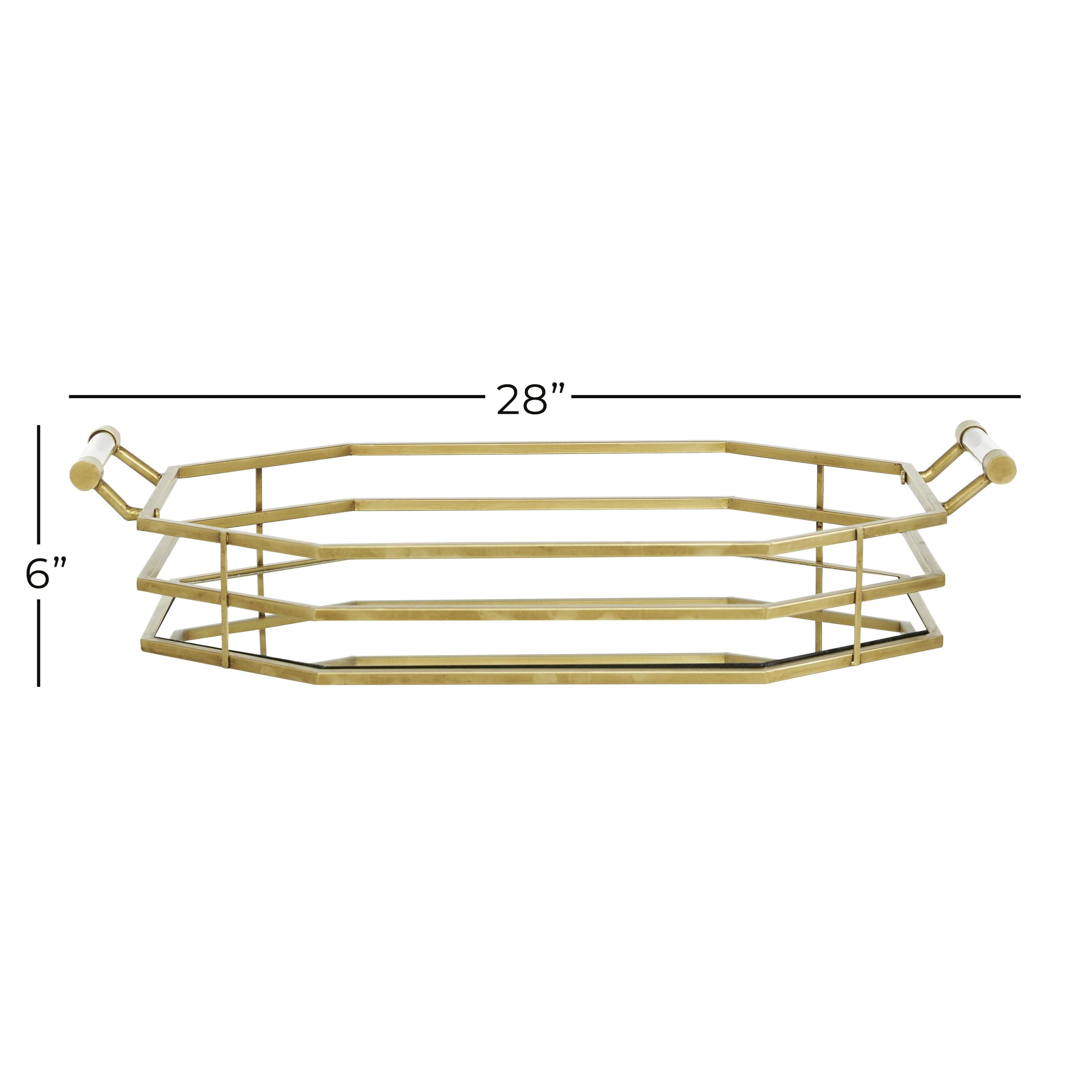 CosmoLiving by Cosmopolitan 27" x 16" Gold Metal Mirrored Tray, 1-Piece