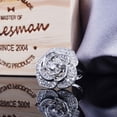 thumbnail image 5 of Temperament ladies hollow rose necklace camellia earrings micro-set open ring full diamond bracelet set female, 5 of 7