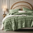 thumbnail image 3 of Davulos Tufted Comforter Set Queen Size,Sage Green Bed in a Bag 7 Pieces Shabby Chic Boho Bedding Sets with 1 Comforter,2 PillowShams,2 Pillowcases,1 Flat Sheet,1 Fitted Sheet, 3 of 9
