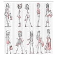 thumbnail image 3 of Ambesonne Fashion Shower Curtain, Cartoon Fashion Ladies, 69"Wx84"L, White Pink, 3 of 5