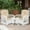 Beige Cushions, variant on MEETWARM 3 Pieces Outdoor Wicker Swivel Rocker Patio Set, Rocking Chairs Rattan Patio Furniture Sets with Thickened Cushion and Glass-Top Coffee Table, Conversation Bistro Set, White Wicker/Navy