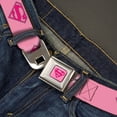 thumbnail image 2 of DC Comics Belt, Seatbelt Buckle Belt, Superman Shield Pink, Youth 22 to 32 Inches, 2 of 9