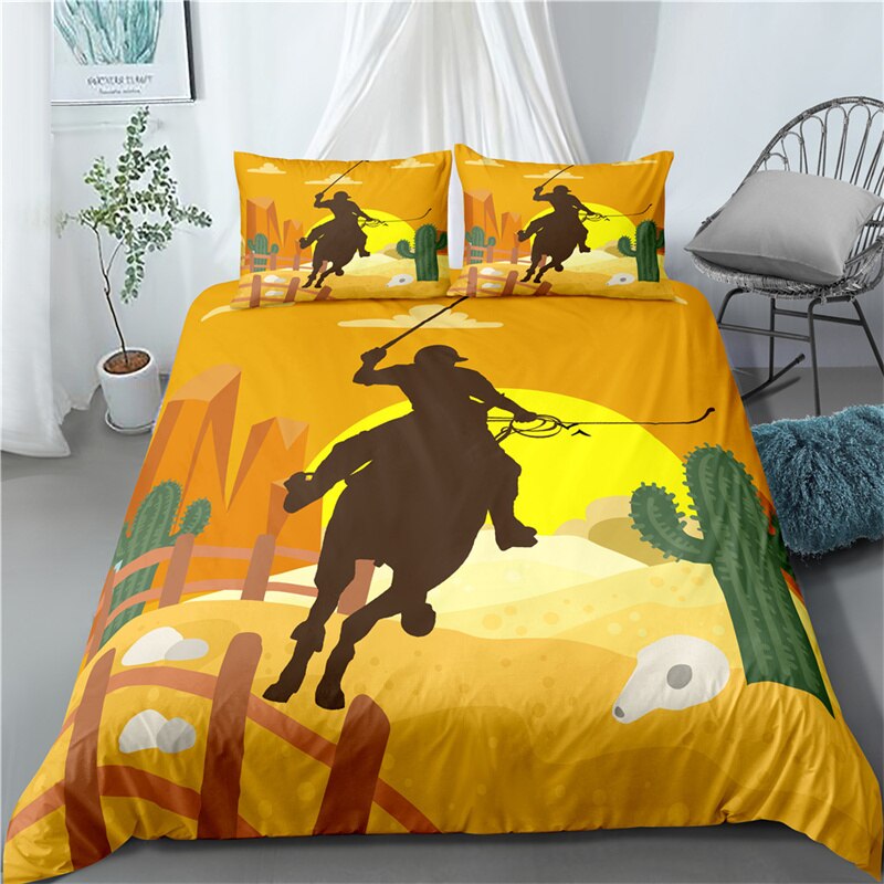 Cowboy Bedding Set Wild West Cowboys Western Style And Horses Themed