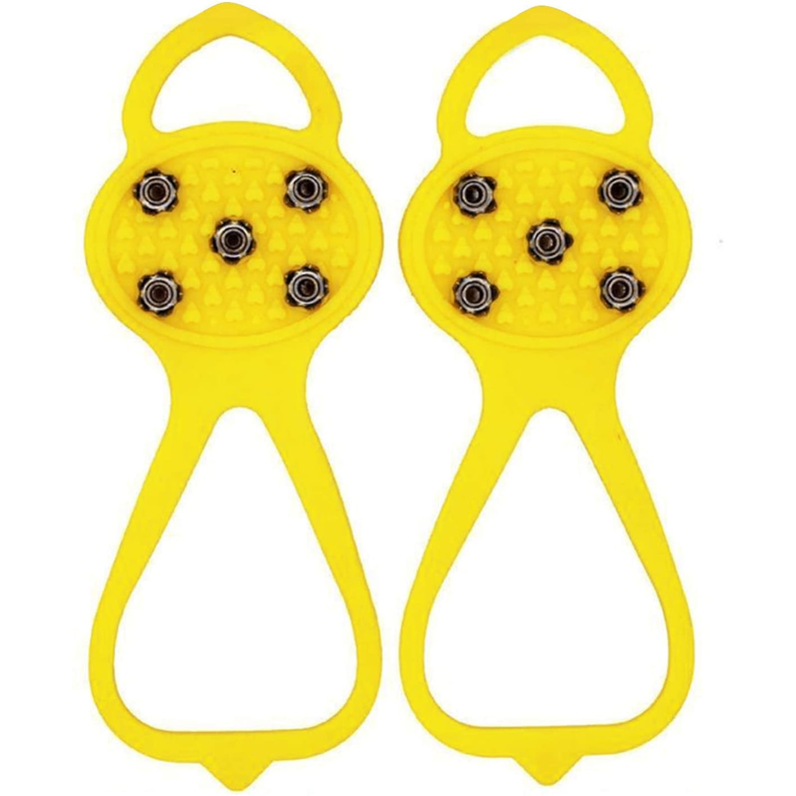 Toutek Ice Walk Traction Cleats, Crampons Grippers, Non Slip Spikes Cover (Yellow)