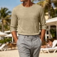 thumbnail image 6 of Men's Long Sleeve Cotton Shirts with Pocket Crew Neck Casual T-Shirt Solid Color Top Soft Comfortable Tee Shirts Men's Lightweight Pullover, 6 of 8
