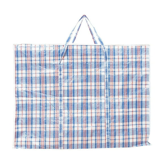 Blue White Red Plaid Stripes Pp Woven Bag For Shopping Travel Storage Reusable Durable Lightweight Tote Carry Bag