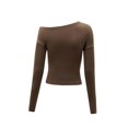thumbnail image 3 of Camiseta de otoño para mujer, Tops con hombros descubiertos, Tops cortos ajustados para ir de compras SG, 3 of 7