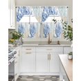thumbnail image 5 of Coral Blue Green Beige Kitchen Curtains Sets 24 Inch Length with Valance, Summer Coastal Ocean Plant Swag Valances and Tiers Curtain Set Drapes Swag Curtains for Living Room, Bathroom, Bedroom, Cafe, 5 of 6