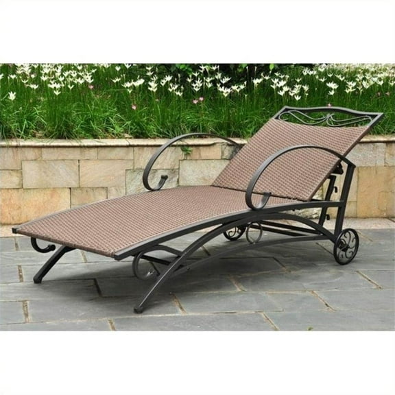 Pemberly Row Patio Chaise Lounge in Antique Brown