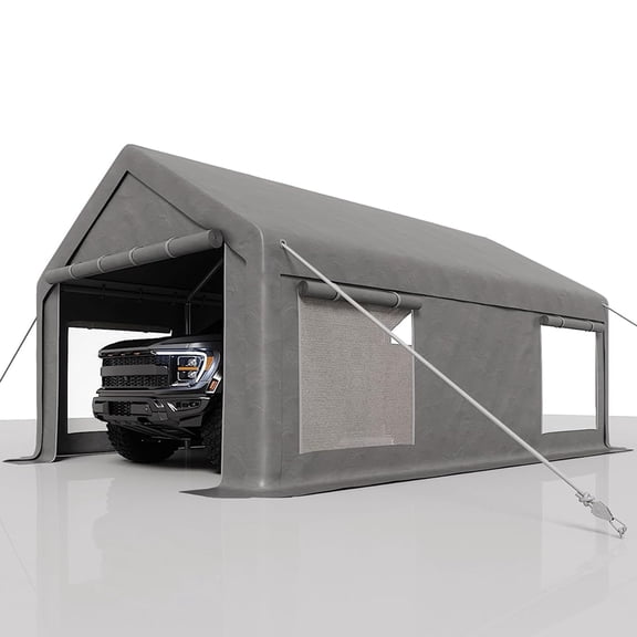 Carport Canopy, 12 x 20ft Garage Tent Shelter Tarp, Heavy-Duty Carport Canopy with Roll-Up Windows & Doors, Removable Sidewalls Car Canopy, Car Tent Waterproof for Cars, Boats, Trucks