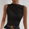 thumbnail image 2 of Plebaso Women's Tank Tops High Neck Ruched Sleeveless Shirts Slim Casual Basic Tees Tops for Going Out, 2 of 5