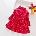 thumbnail image 6 of 1-7T Kids Girl's Long Sleeve Peter Pan Collar Polka Dot Dress Christmas Party Casual Dresses, 6 of 13