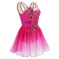 thumbnail image 2 of IBTOM CASTLE Women Ice Figure Skating Dress Ballet Dance Leotard Gymnastics Sequin Embroidery Gradient Chiffon Dress Dancewear M Hot Pink, 2 of 8