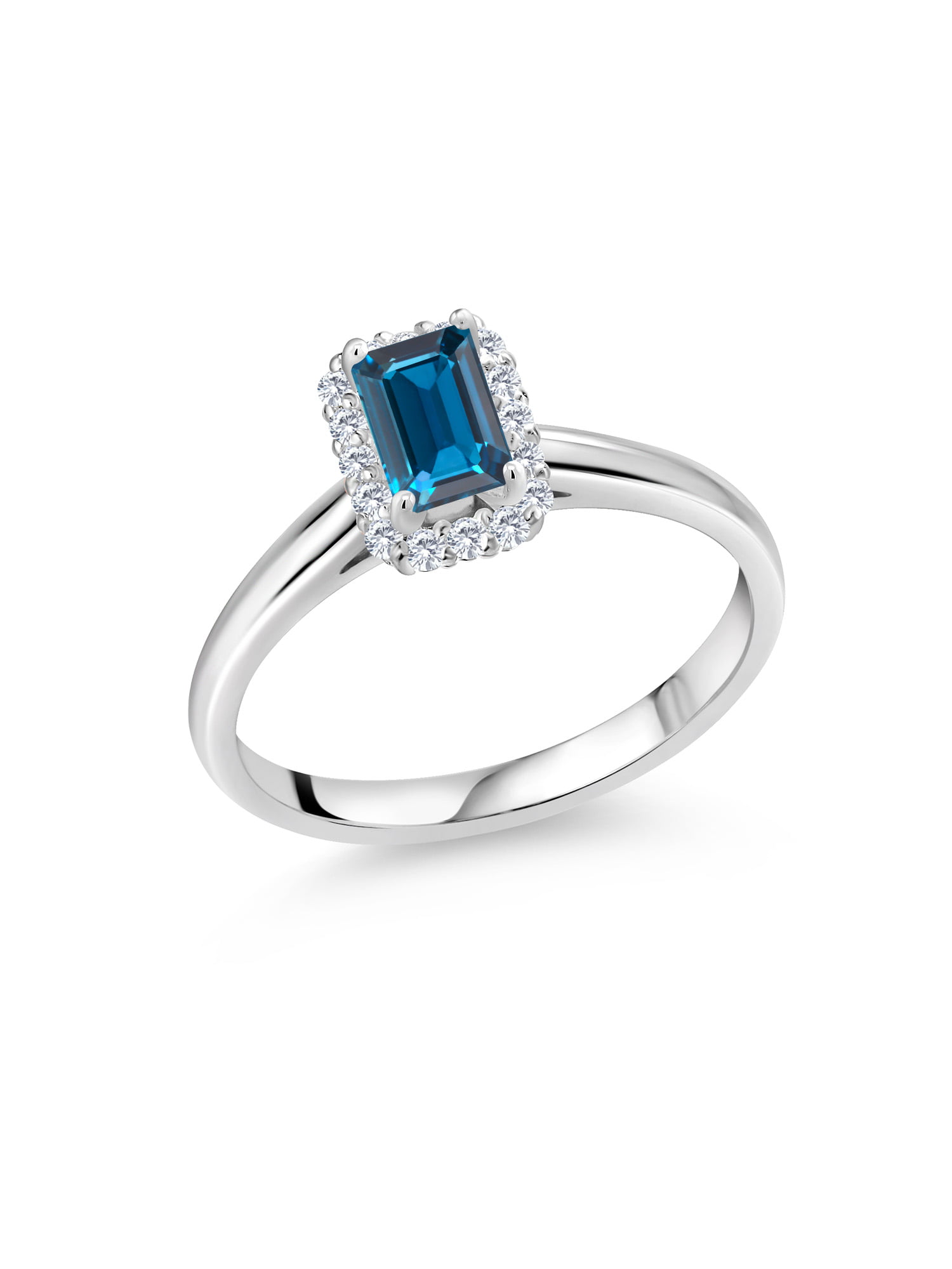 1.25 Ct Round London Blue Topaz G/H Diamond 925 Sterling Silver Ring
