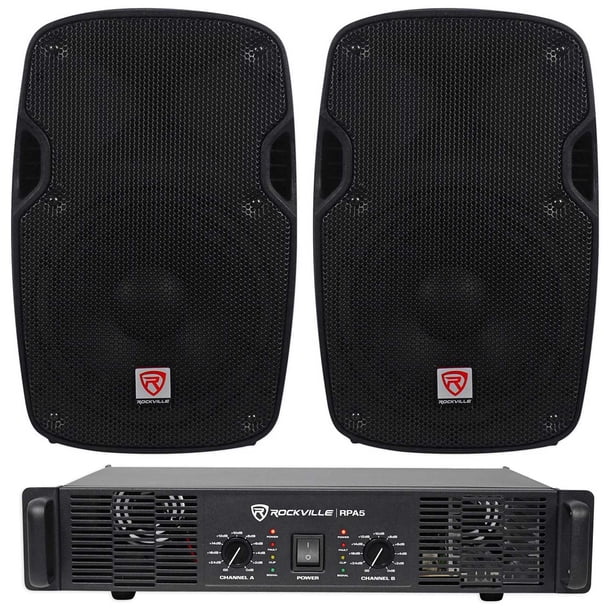 2 Rockville SPG88 8 800W 8 Ohm PA Speakers ABS Cabinet RPA4 1000w 