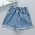 thumbnail image 2 of Girls Jean Shorts High Waist Straight Leg Causal Girl Summer Clothes Toddler Basketball Shorts 4-5 Years Girls Fashion, 2 of 6
