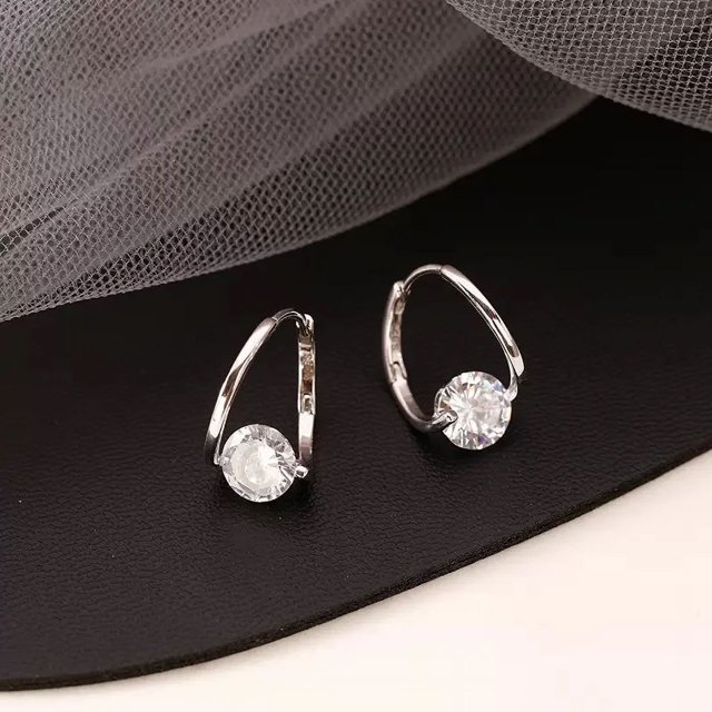 Pendientes de aro con incrustaciones geométricas de circonita para mujer, joyería de lujo con cristales brillantes, aretes de moda para niña
