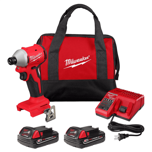 Milwaukee 3650 18V Impact Driver 1/4 in Hex Drive Battery Included 1700 in-lb, 3600 RPM, 2 Piece
