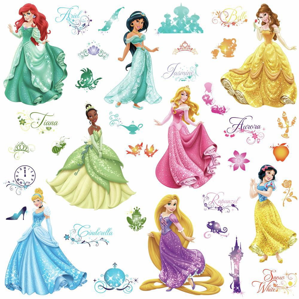 Disney Princess Removable Self-stick Decorating Wall Decal Appliques Stickers for sale online 