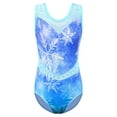 thumbnail image 1 of Girls Snowflake Print Gymnastics Leotards Blue Ballet Dancewear, 1 of 5